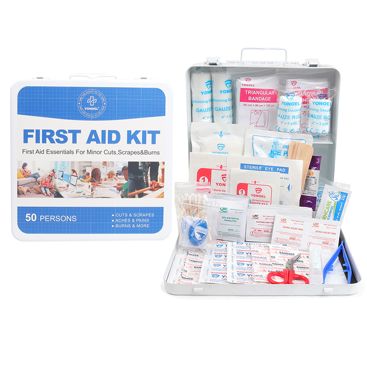 Boîte de premiers secours médicale en métal pour 50 personnes, trousse de premiers secours étanche et portable avec fournitures de premiers secours