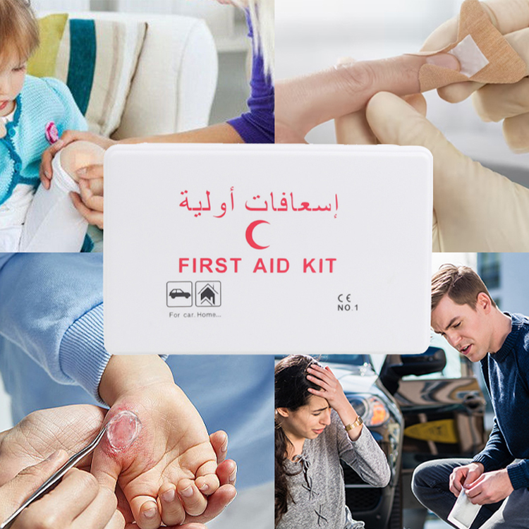Trousse de premiers secours en plastique blanc avec accessoires, fournitures médicales pour maison, usine et voiture