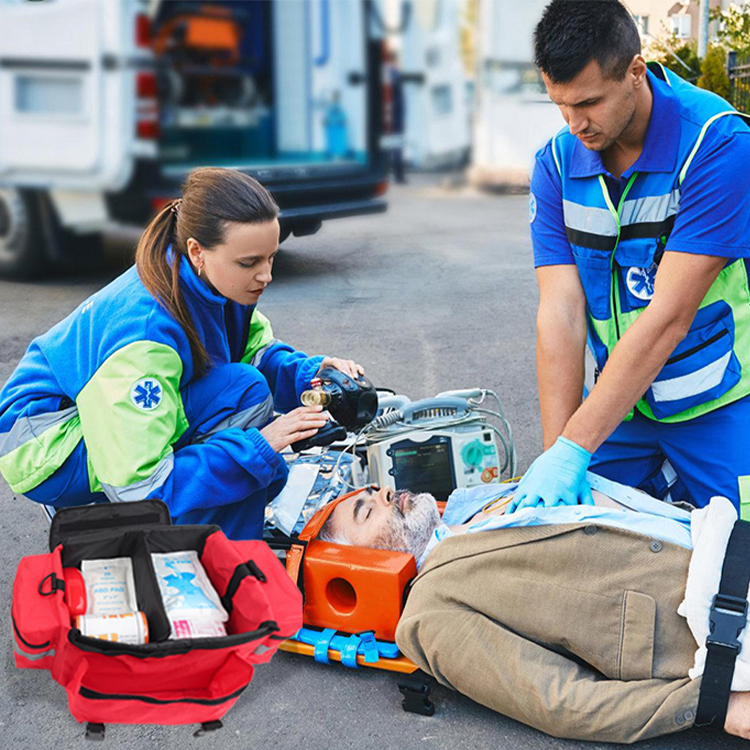 Kit de traumatologie EMT/EMS Professional Essentials entièrement approvisionné pour premiers intervenants | Approuvé HSA/FSA | Sac réfléchissant avec 8 poches et compartiments zippés et plus de 200 fournitures de premiers secours – Orange