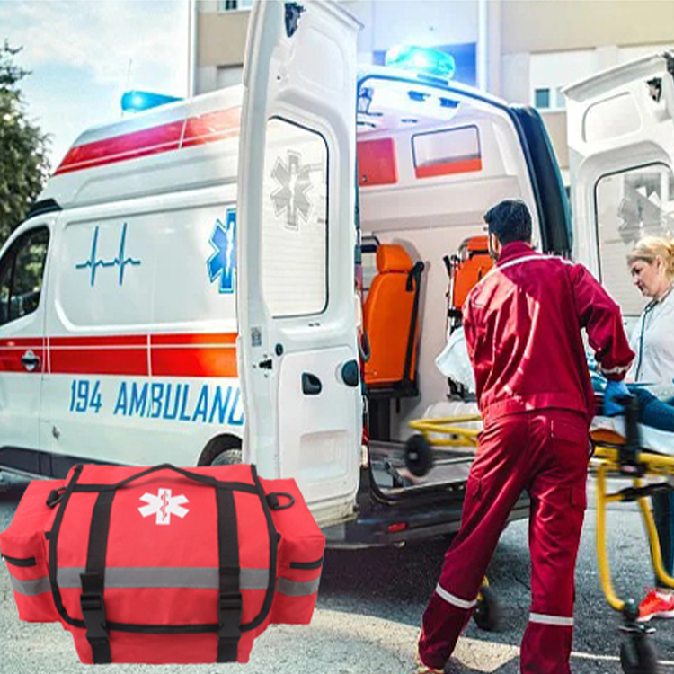 Kit de traumatologie EMT/EMS Professional Essentials entièrement approvisionné pour premiers intervenants | Approuvé HSA/FSA | Sac réfléchissant avec 8 poches et compartiments zippés et plus de 200 fournitures de premiers secours – Orange