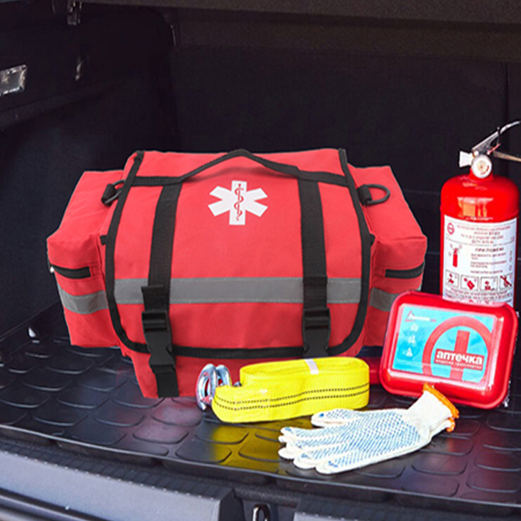 Kit de traumatologie EMT/EMS Professional Essentials entièrement approvisionné pour premiers intervenants | Approuvé HSA/FSA | Sac réfléchissant avec 8 poches et compartiments zippés et plus de 200 fournitures de premiers secours – Orange